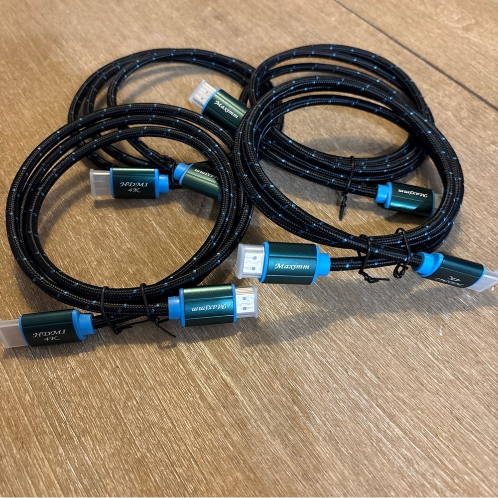 Lot (4) NEW Maximm 4’ HDMI Cable Braided 4K Ultra Hd 60Hz Gold Plated Connector
